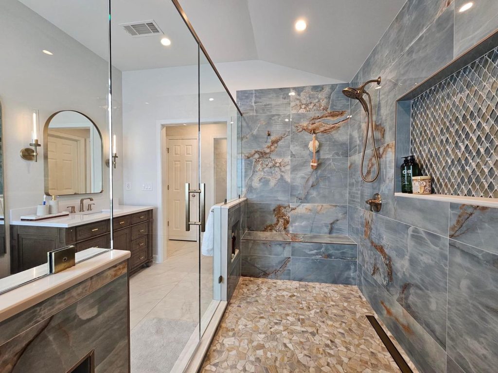 Blue Stone Shower Remodel