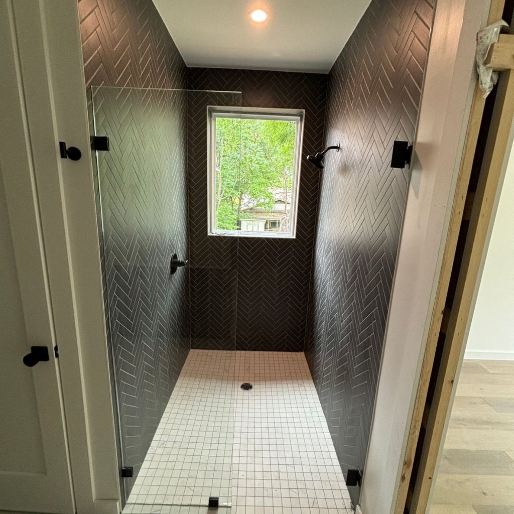 Dark Herringbone Shower