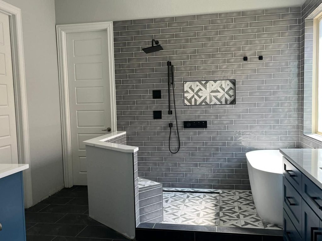 Gray Tile Bathroom Remodel