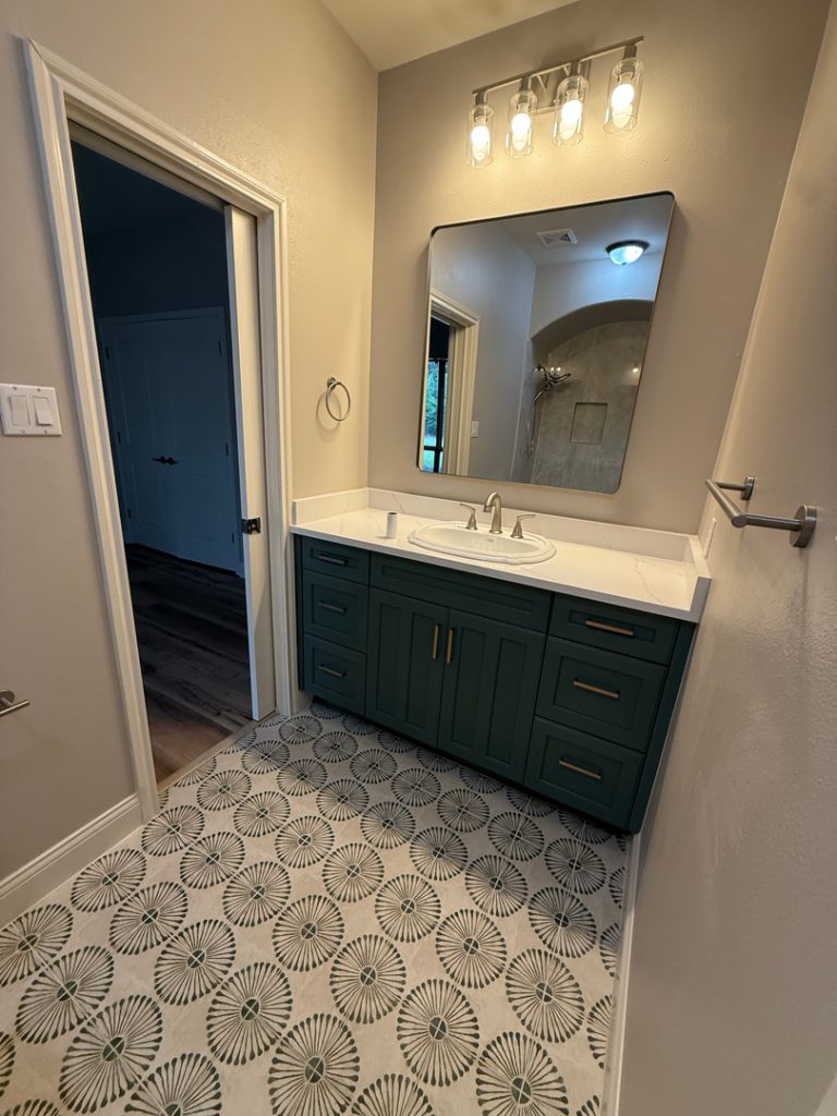 Green Vanity Bathroom Remodel